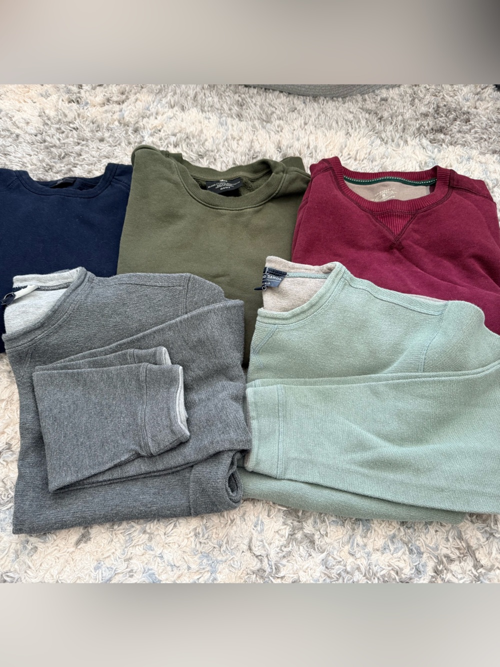 Men's Crewneck Sweater - Olive, Burgundy, Navy, Gray, Mint